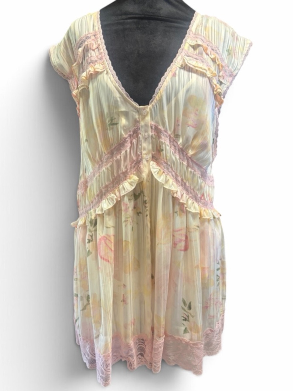 FREE PEOPLE
Spring Fling Mini Dress,Pink,Cream,floral, ruffle,lace,Medium - Picture 7 of 7